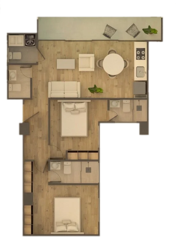 Plano del apartamento Tipo B, 68,83 m²