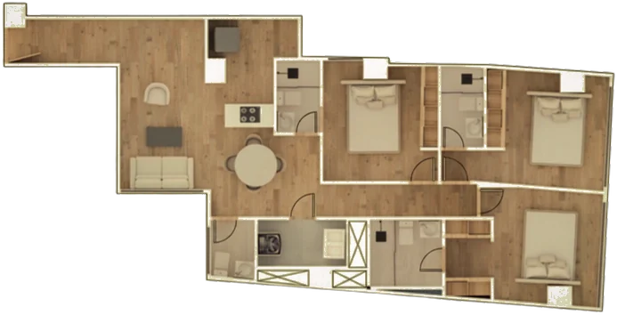Plano del apartamento Tipo F, 63,9 m²