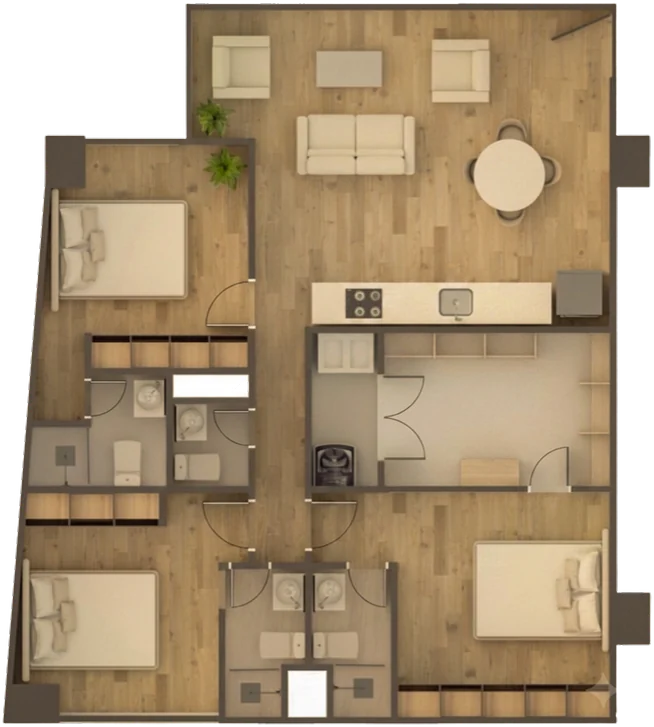 Plano del apartamento Tipo J, 79,16 m²