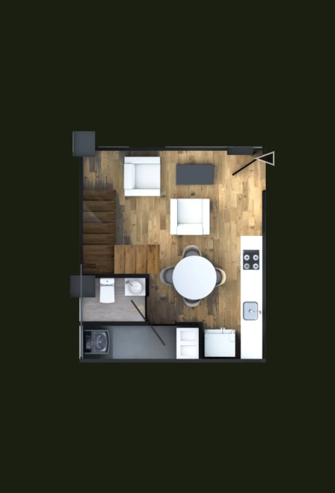 Plano del nivel 1 del apartamento Tipo K dúplex, 65,03 m²