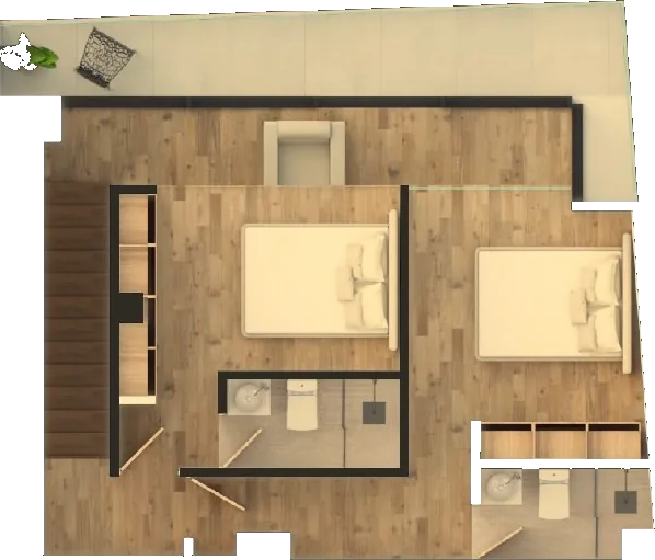 Plano nivel 2 del dúplex Verano
